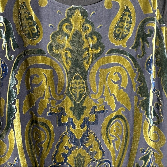 HALE BOB Velvet Burnout Long Sleeve  Silk Dress With Beads Size M - Picture 14 of 15